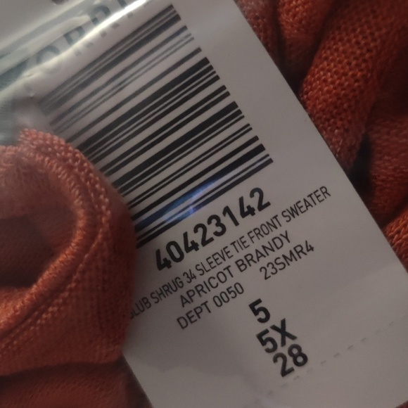 🔹Slub Shrug 3/4 Sleeve Tie Front Sweater - Picture 5 of 6